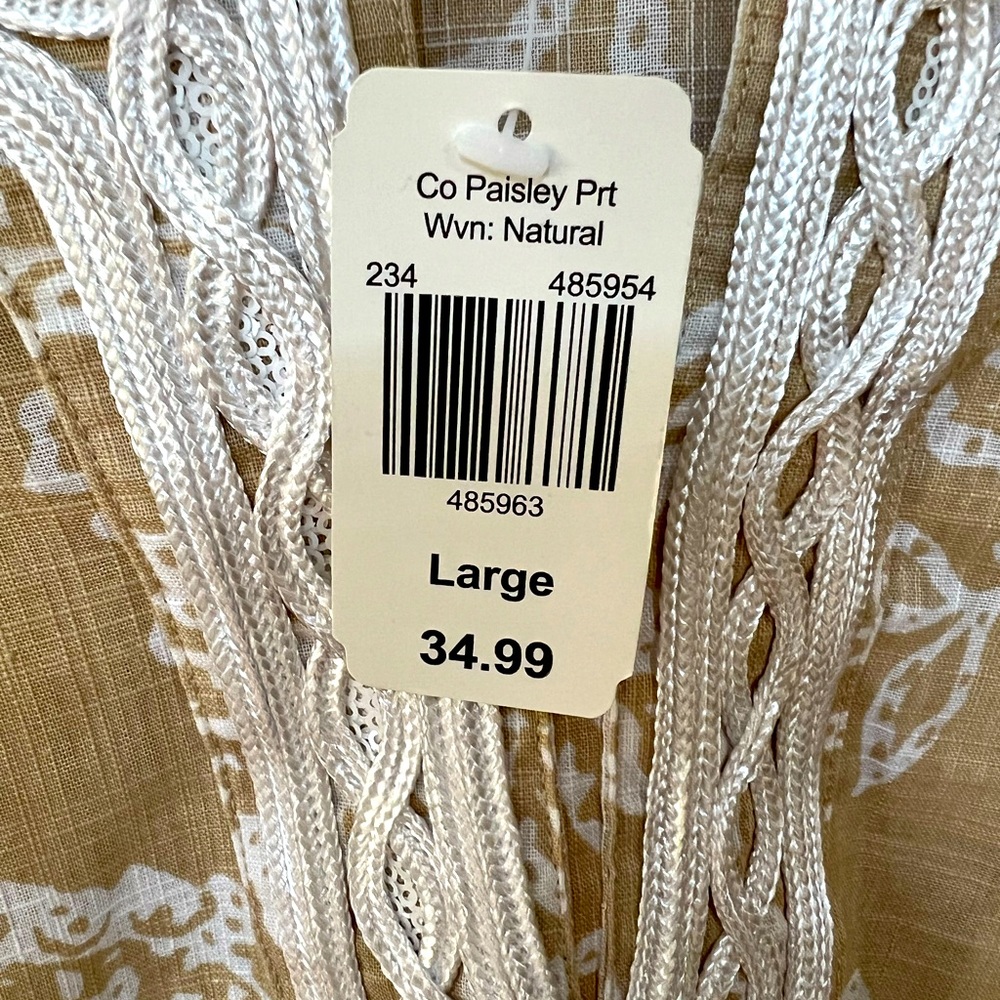Krazy Kat Size L Paisley Floral Print 3/4 Sleeve Women’s Tunic NWT - Picture 3 of 7